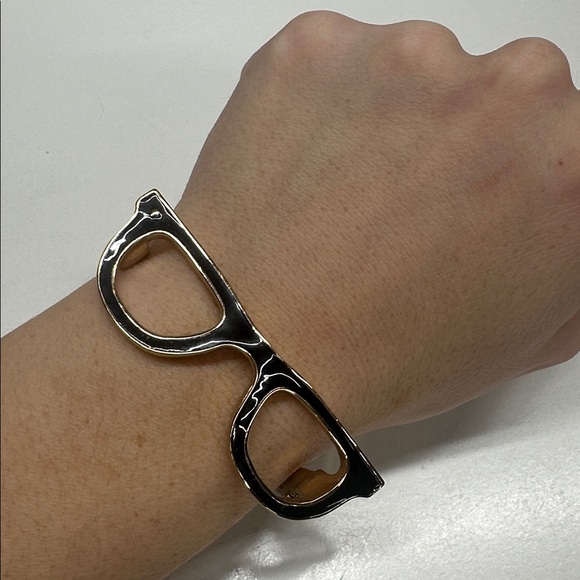 Kate Spade Lookout Glasses  Bracelet Goreski Eye Glasses Hinge Bangle Black Gold - Picture 3 of 9